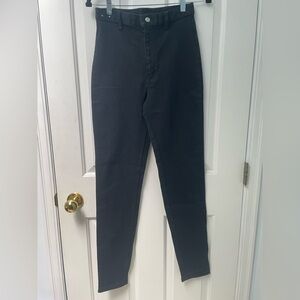 26”x 31” Silver Dead Stock High-Waist Black Slim Tapered Pants NWOT